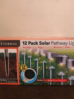 Set of 12 solar LED pathway lights made of stainless steel NEW